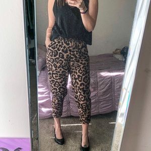 Leopard Draw String High Waisted Pant
